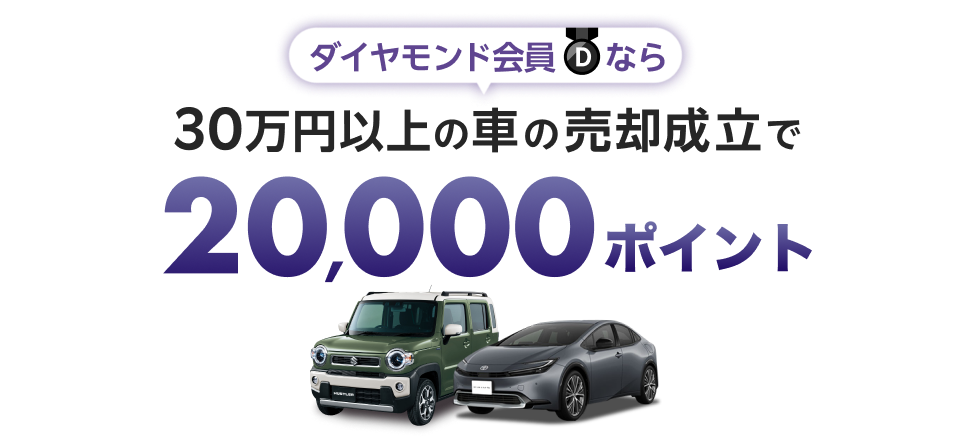 【楽天Car車買取】ダイヤモンド会員限定！30万円以上の車の売却成立で20,000ポイント：楽天Car車買取