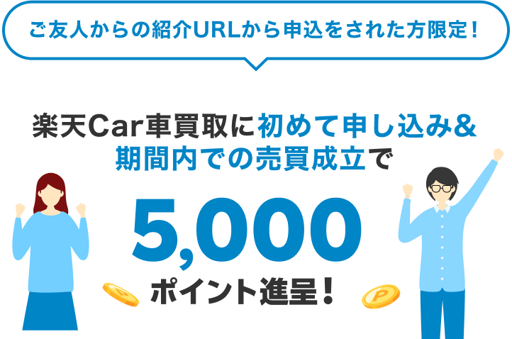 楽天Car車買取に初めて申し込み&期間内での売買成立で5,000ポイント進呈